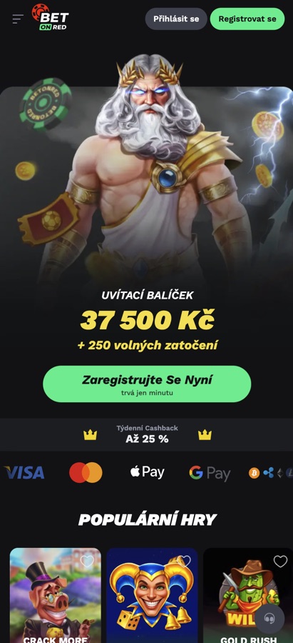 BetOnRed kasino na mobilu — uvítací nabídka a hra na jedno klepnutí